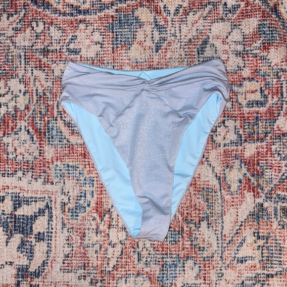 L*Space Shimmer Nancy Lee Bitsy Cut Bikini Bottoms in Sky Blue SZ XS NWOT - Picture 2 of 5
